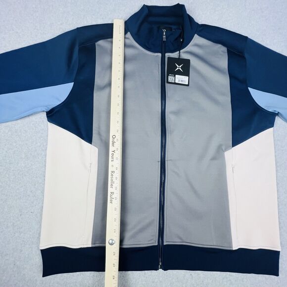 GSTQ Knit Track Jacket Mens XL Blue Gray Colorblock Full Zip Athletic Portugal - Picture 9 of 15